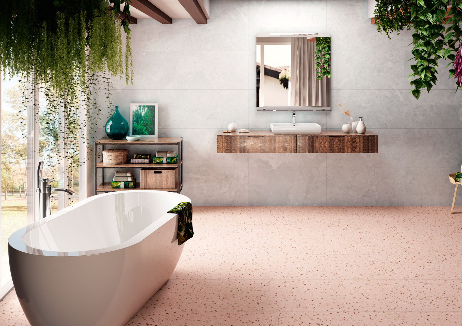 Apaviso SOUTH PINK NATURAL 100*100 см в интерьере