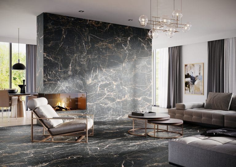 Cerrad Коллекция MARQUINA Marquina Gold Nat 120*120 см в интерьере
