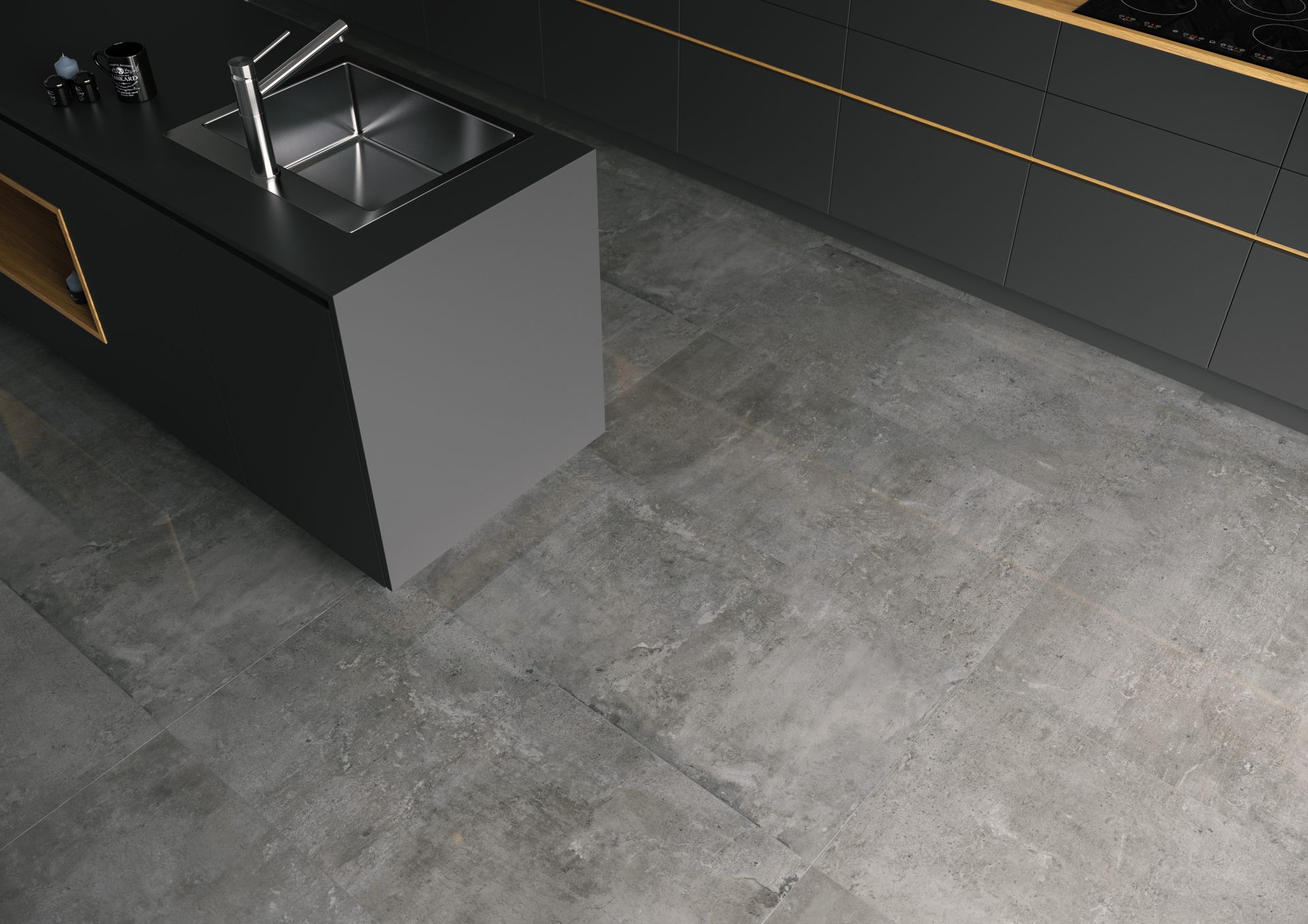 Cerrad Коллекция SOFTCEMENT Softcement Graphite Pol 120*120 см в интерьере