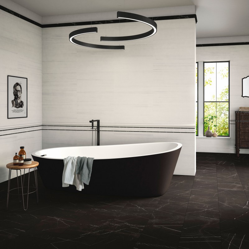 Gazzini MARQUINIA BLACK LAPPATO 60*60 см в интерьере